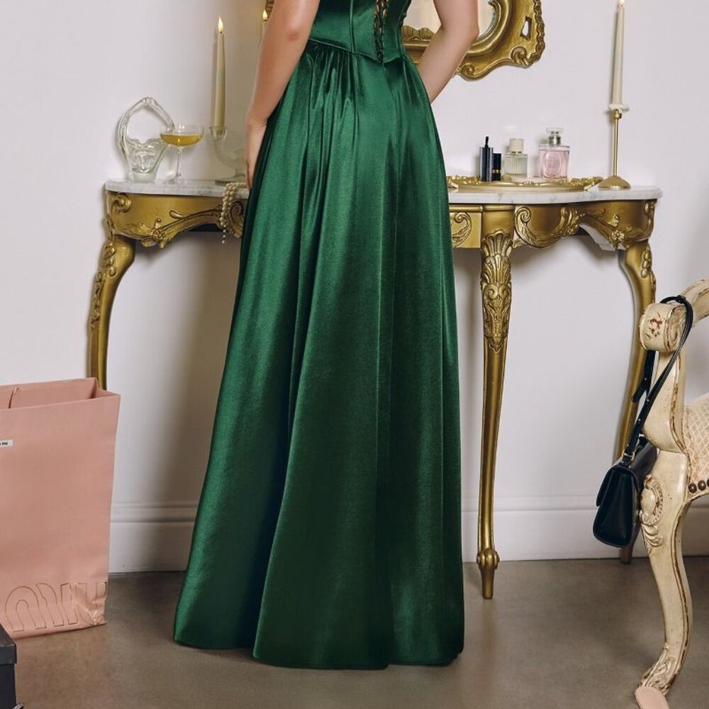 Off the shoulder formal dress. Bridesmaid prom party gala lace up back gown - Picture 4 of 8